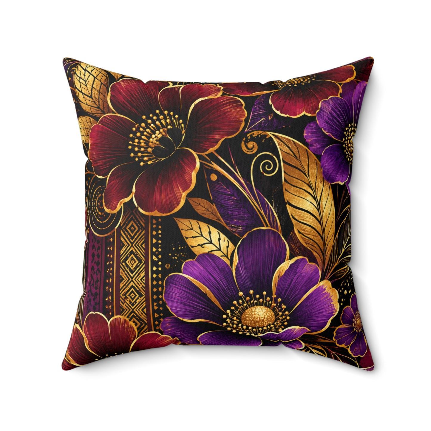Zuri Garden Decorative Pillow — Rich Burgundy & Purple Garden Accent