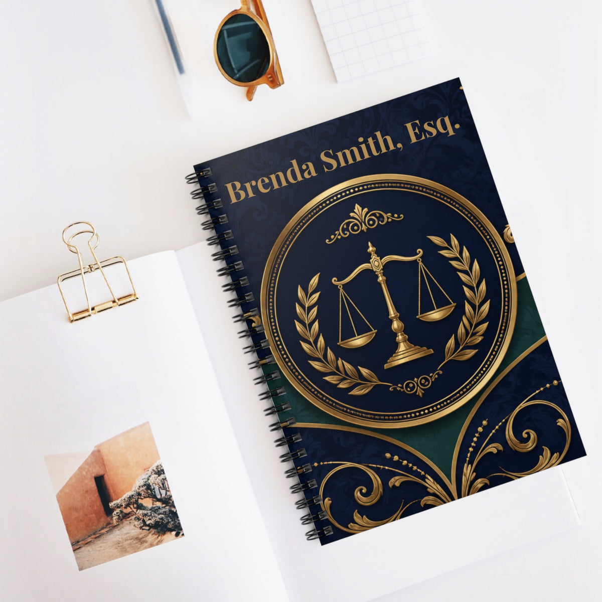 Attorney Personalized Legal Scales Notebook — Ruled Spiral Journal