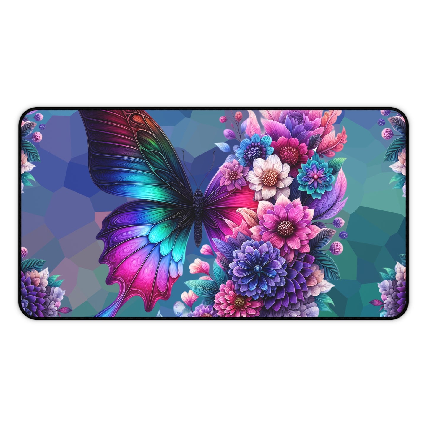 Butterfly Bloom Desk Mat — Vibrant Floral RGB Mousepad for Gamers & Creatives