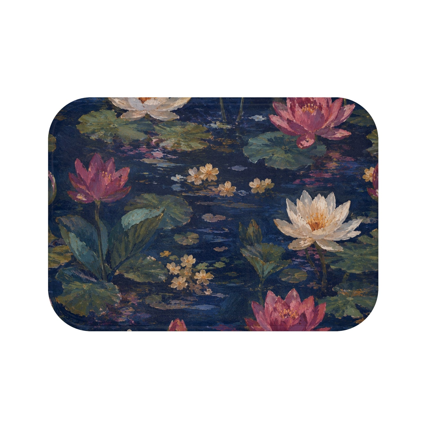 Dark Blue Lotus Pond Bath Mat