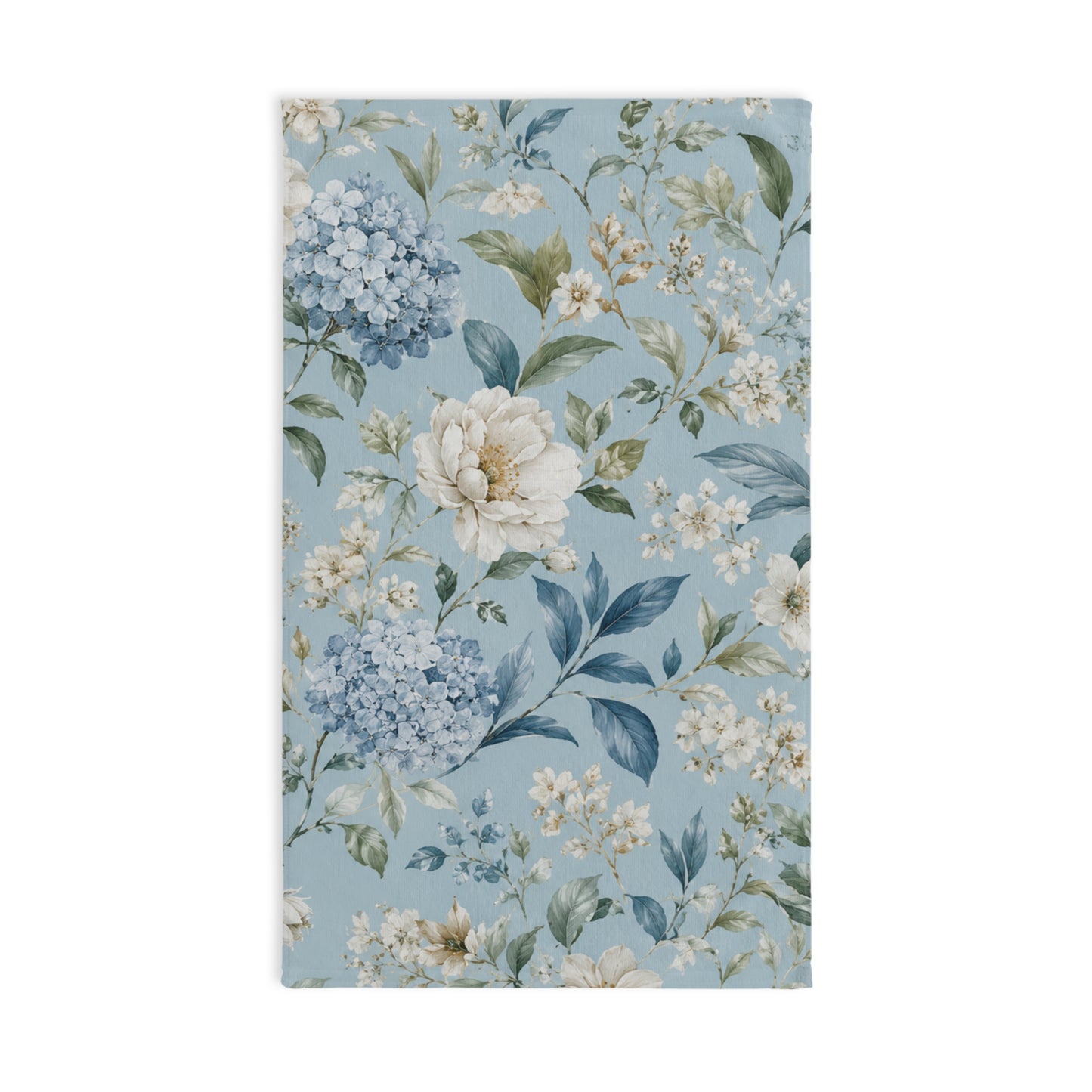 Blue Vintage Hydrangea & Peony Bathroom Hand Towel