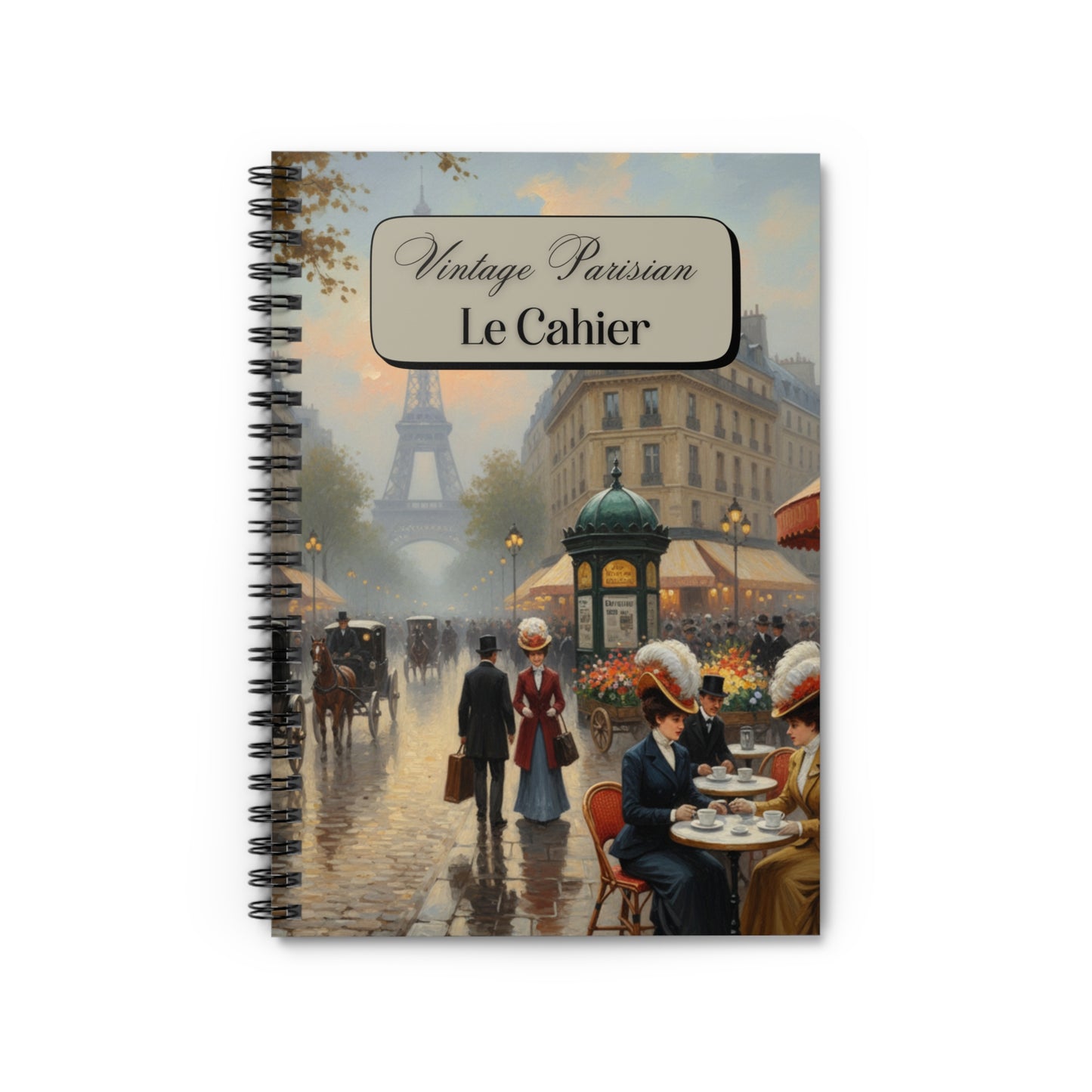 Vintage Parisian Spiral Notebook - Ruled Line
