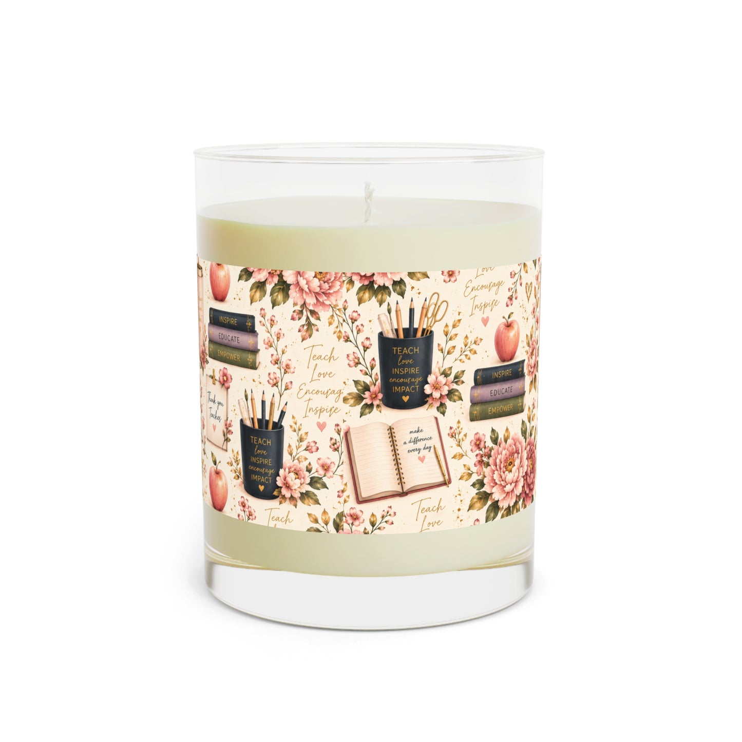 Teacher Appreciation Scented Candle — Floral Books & Apples 11oz