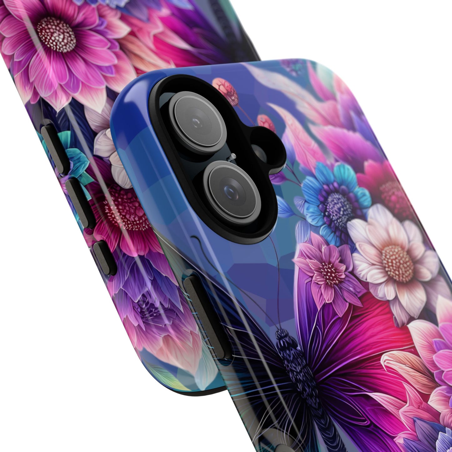 Butterfly Bloom Tough Phone Case — Vibrant Purple Blossom Protective Cover