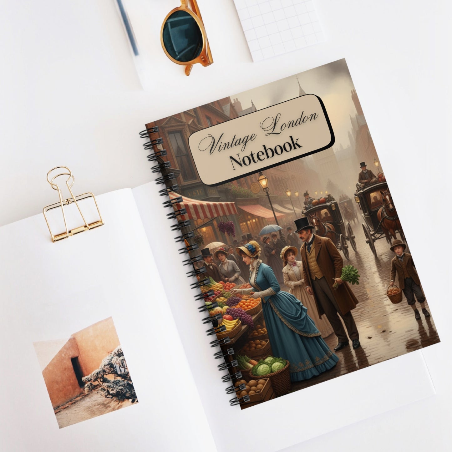 Vintage London Spiral Notebook - Ruled Line