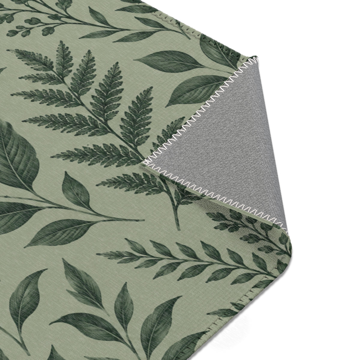 Botanical Green Area Rug – Sage Green Floral Pattern