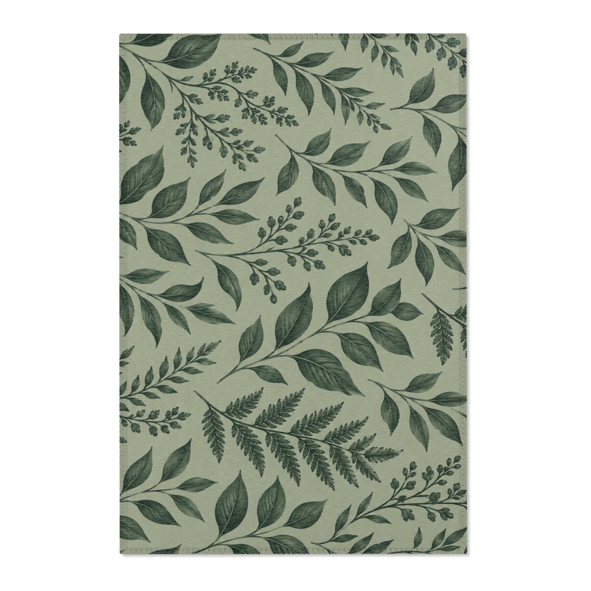Botanical Green Area Rug – Sage Green Floral Pattern