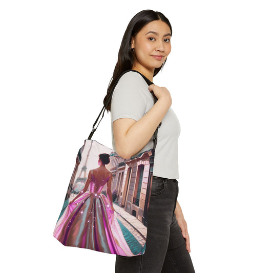 Parisian Stroll (Pink Gown) Adjustable Tote Bag (AOP)