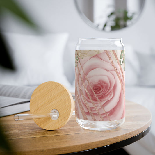 Kissed by a Rose Gold Sipper Glass, 16oz