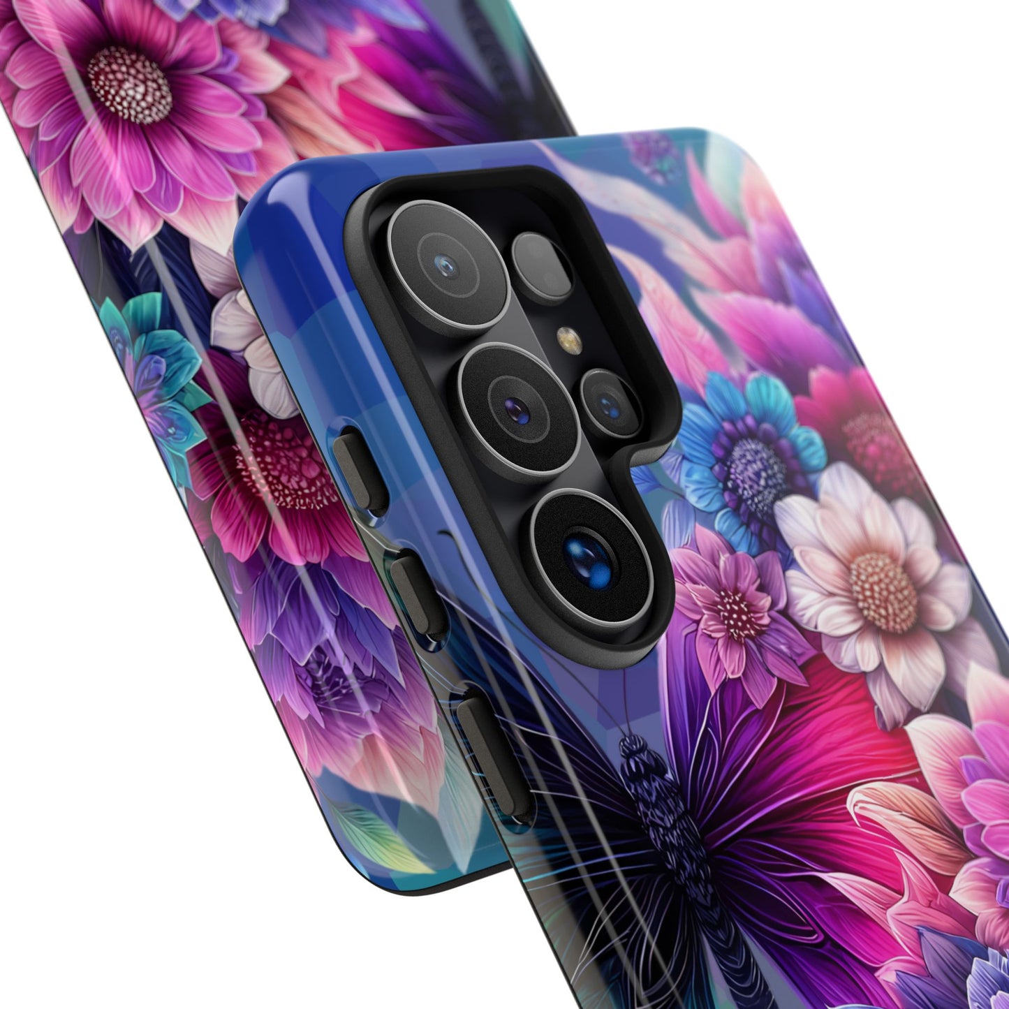 Butterfly Bloom Tough Phone Case — Vibrant Purple Blossom Protective Cover