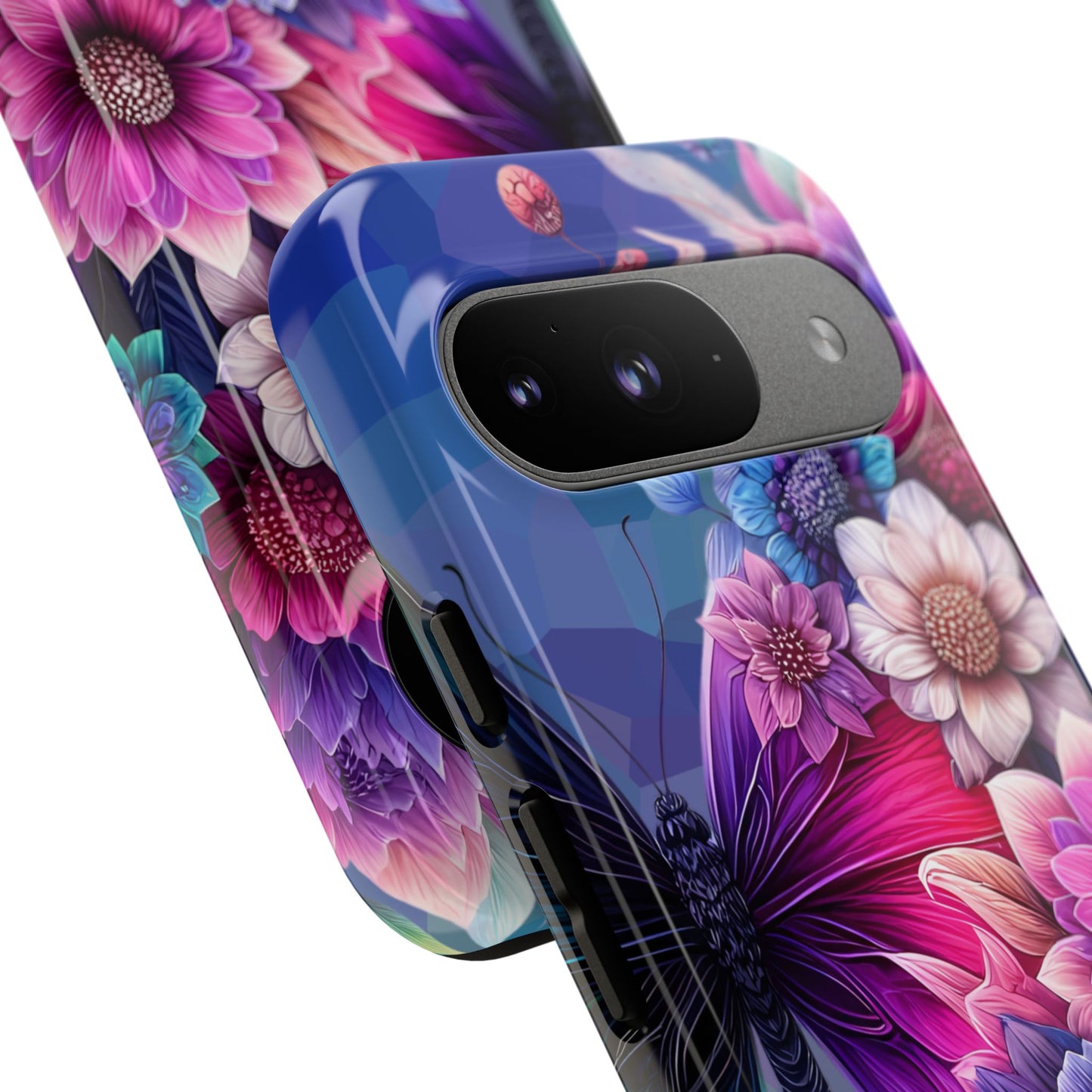 Butterfly Bloom Tough Phone Case — Vibrant Purple Blossom Protective Cover