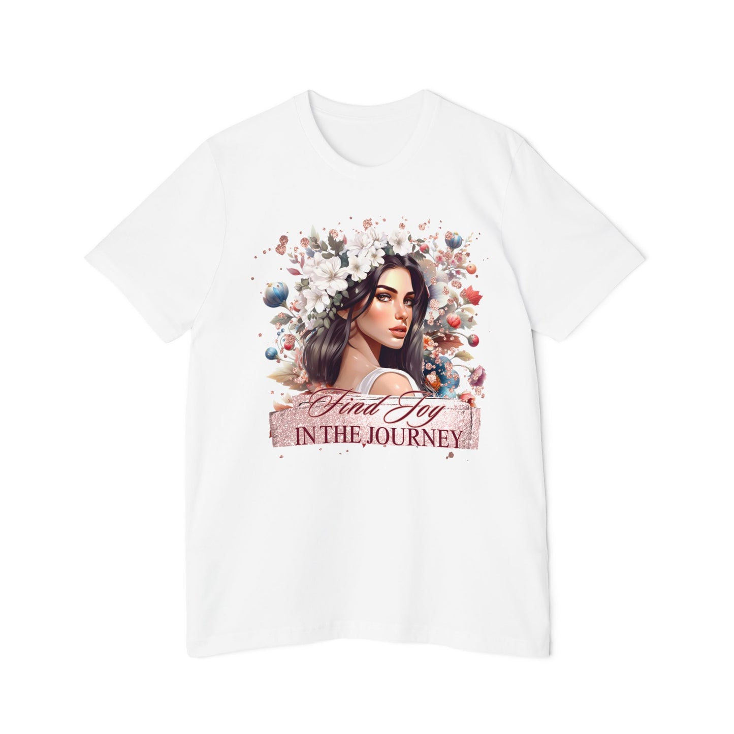 Portrait Graphic T-Shirt 'Find Joy in the Journey' Floral Portrait T-Shirt