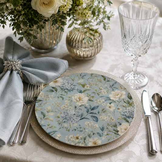 Blue Vintage Hydrangea & Peony China Plates