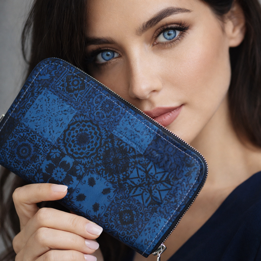 Boheme Bleu Leather Zip Wallet