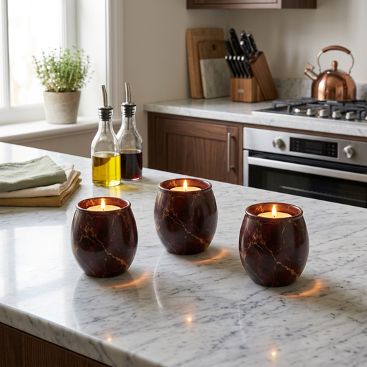 Bordeaux Gold Glass Tealight Candle Holder