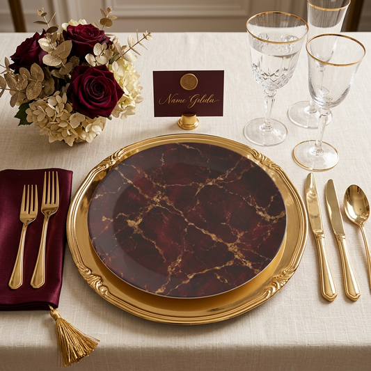 Bordeaux Gold Party Plates