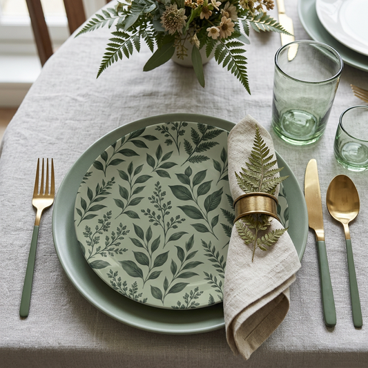 Botanical Green Leaf Party Plates