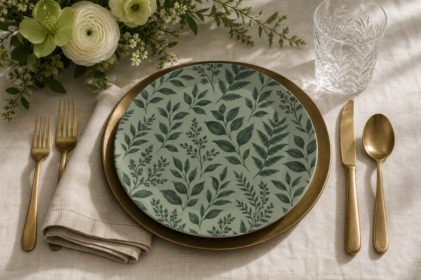 Botanical Green Leaf Party Plates