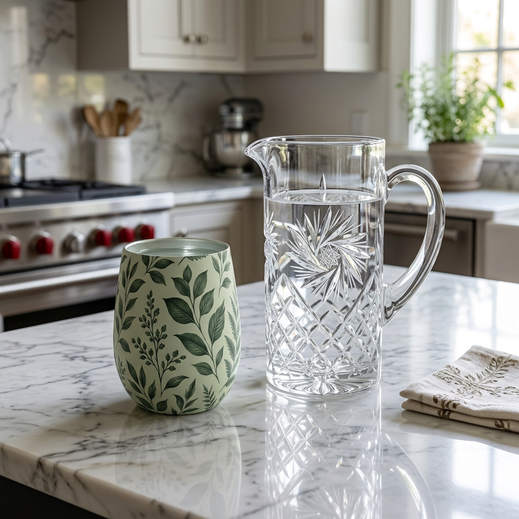 Botanical Green Leaf Water Glass