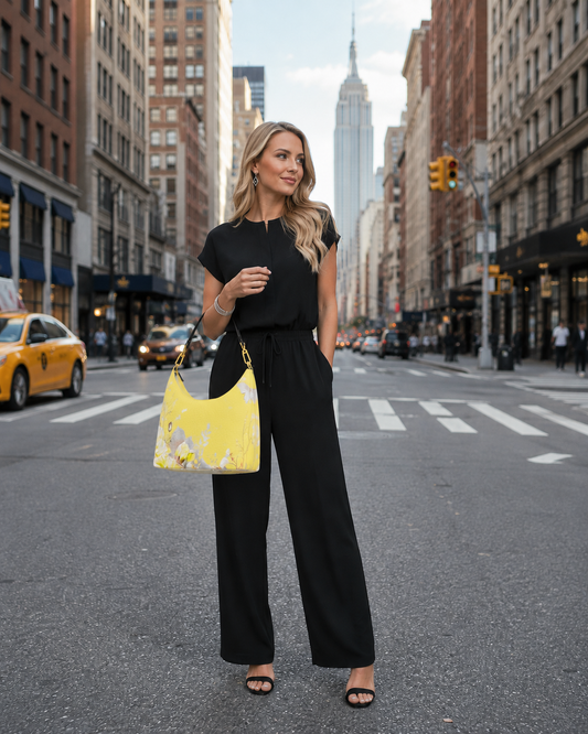 Canary Floral Square Hobo Bag
