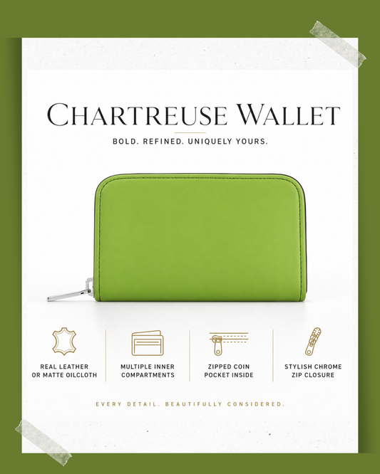 Chartreuse Leather Zip Wallet