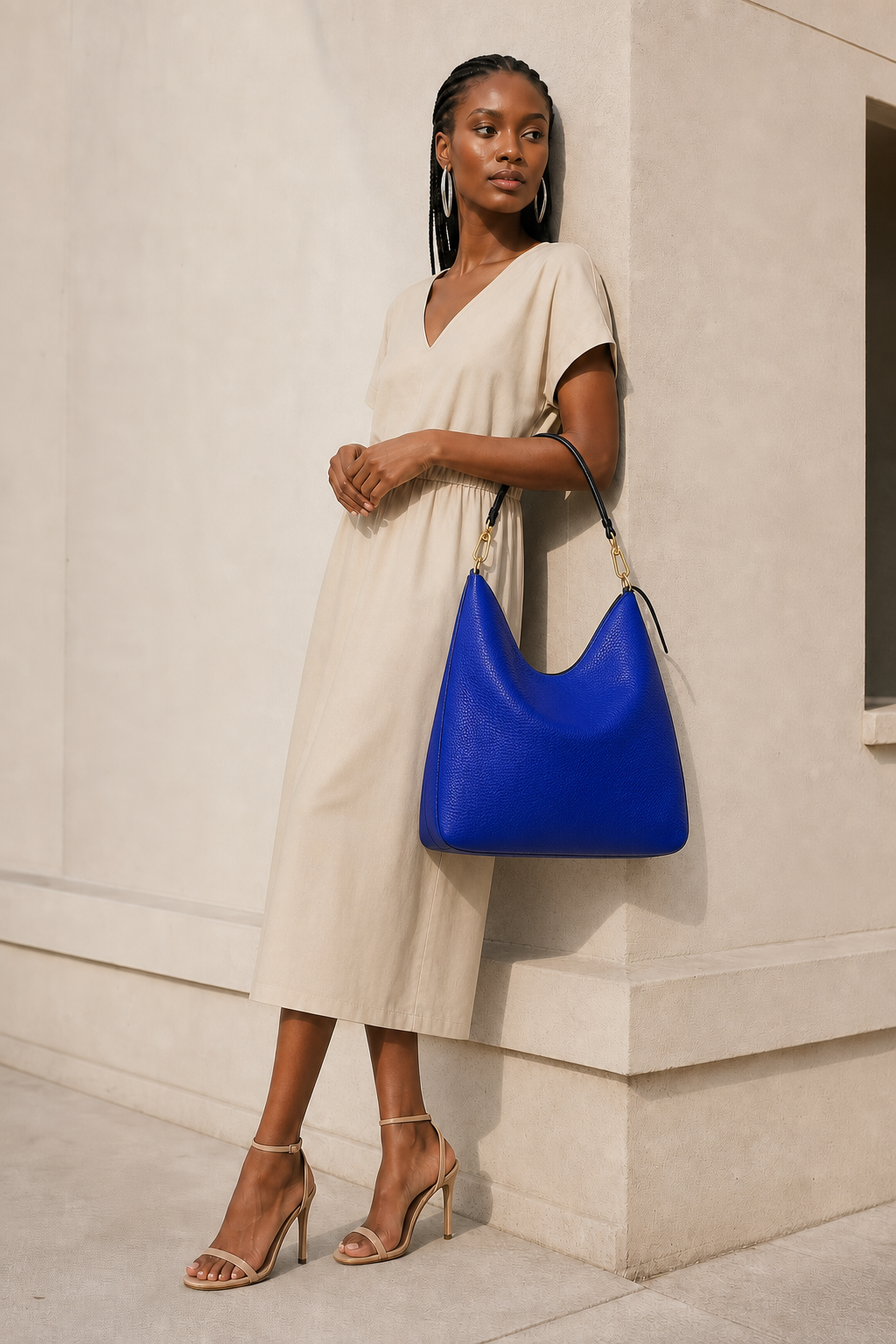 Cobalt Allure Square Hobo Bag