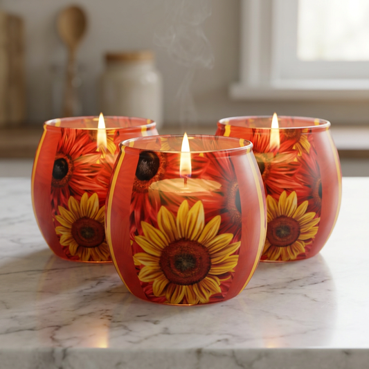 Crimson Gold Glass Tealight Candle Holder