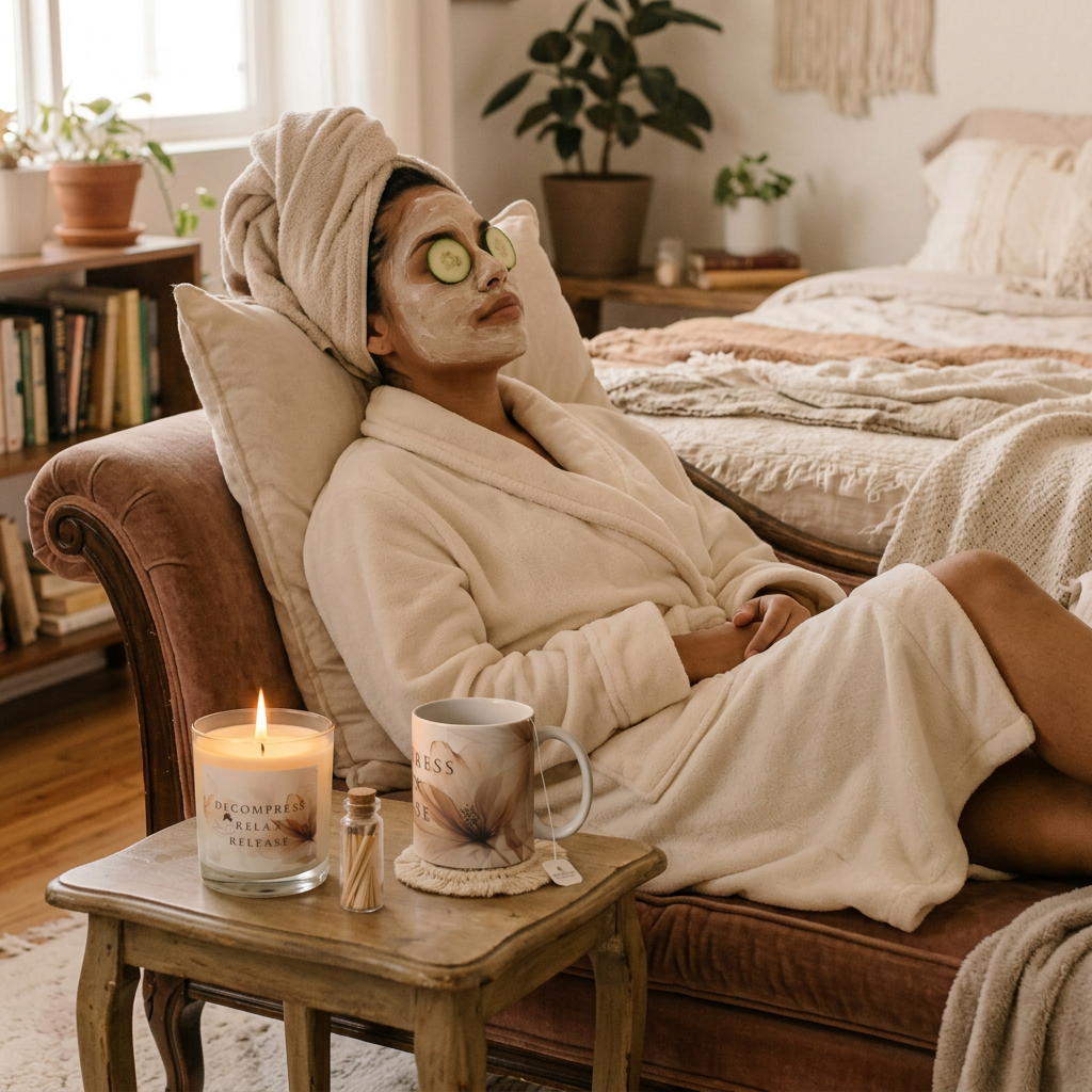 Decompress, Relax, Release Candle & Mug Gift set