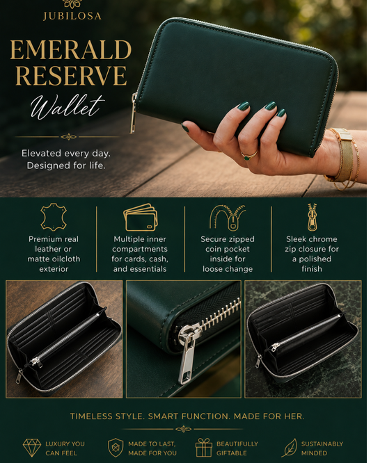 Emerald Reserve Leather Zip Wallet