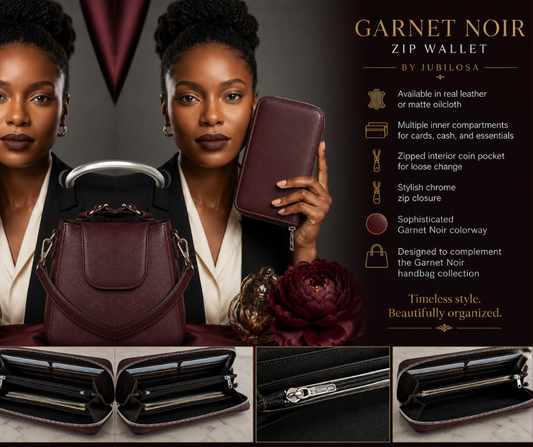 Garnet Noir Leather Zip Wallet
