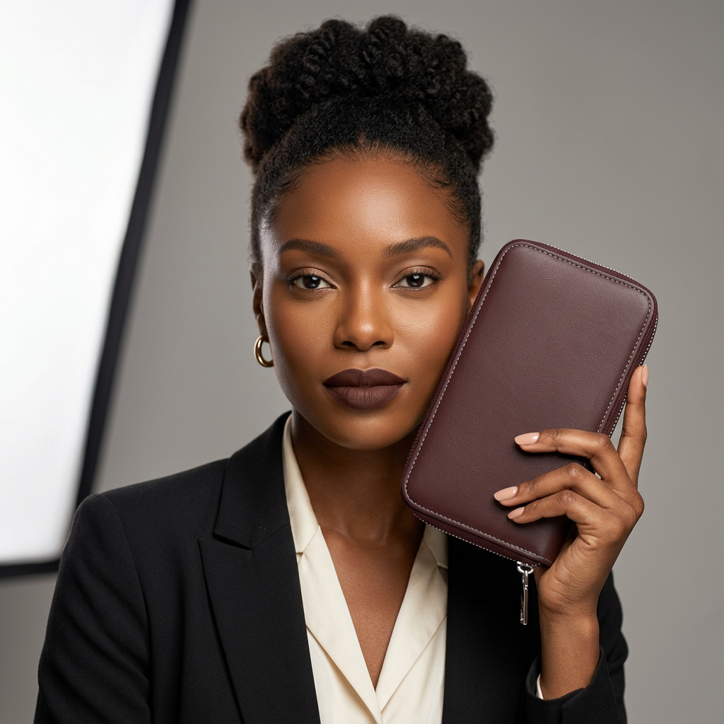 Garnet Noir Leather Zip Wallet