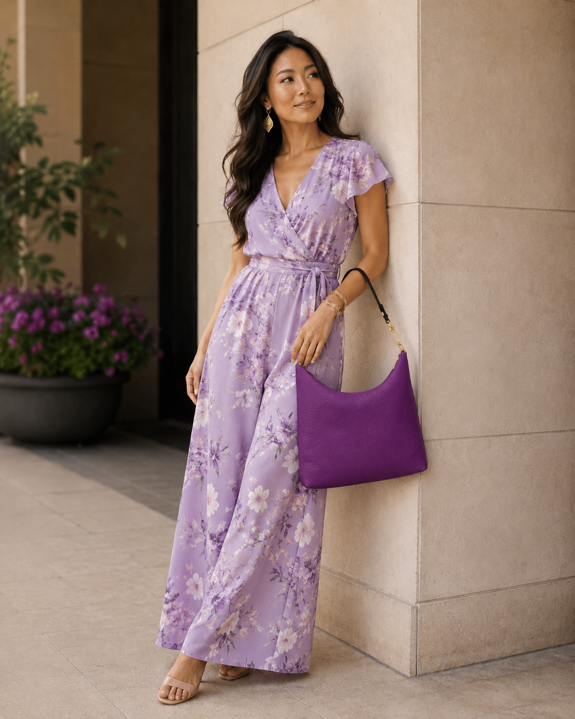 Plum Prestige Square Hobo Bag
