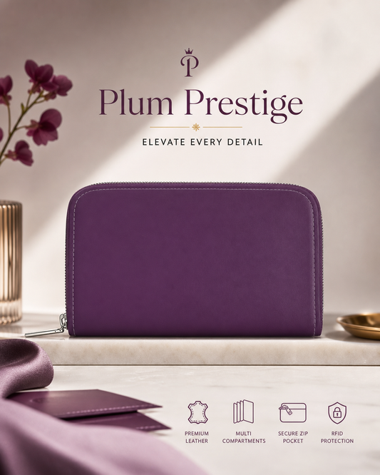 Plum Prestige Leather Zip Wallet