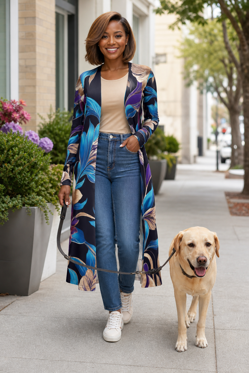 Purple/Blue Boho Floral Ladies Cardigan
