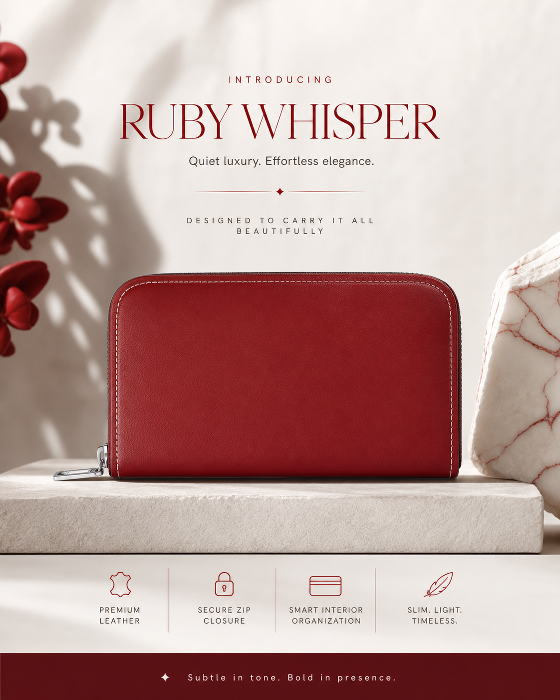 Ruby Whisper Leather Zip Wallet