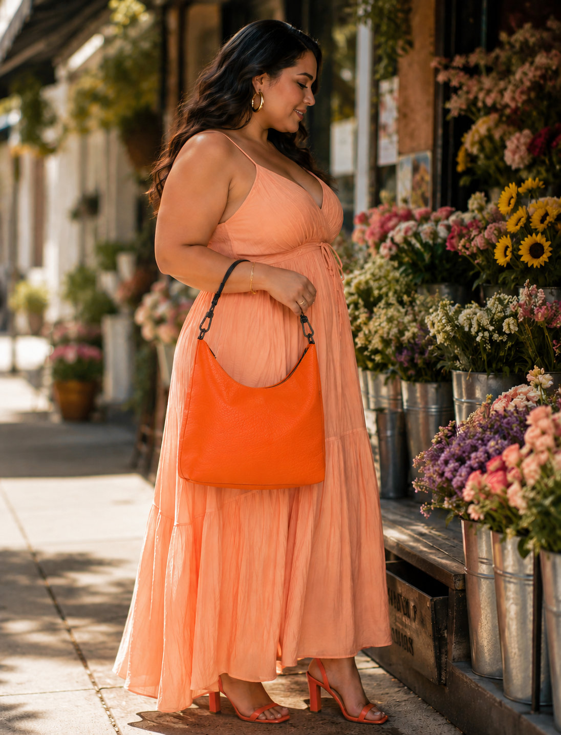 Tangerine Dream Square Hobo Bag