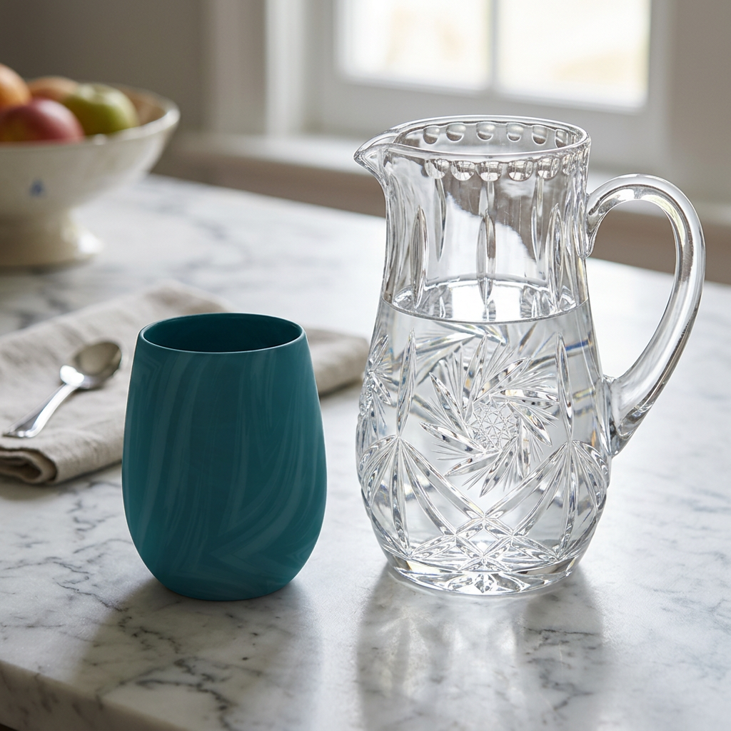 Teal Wave Water Glass