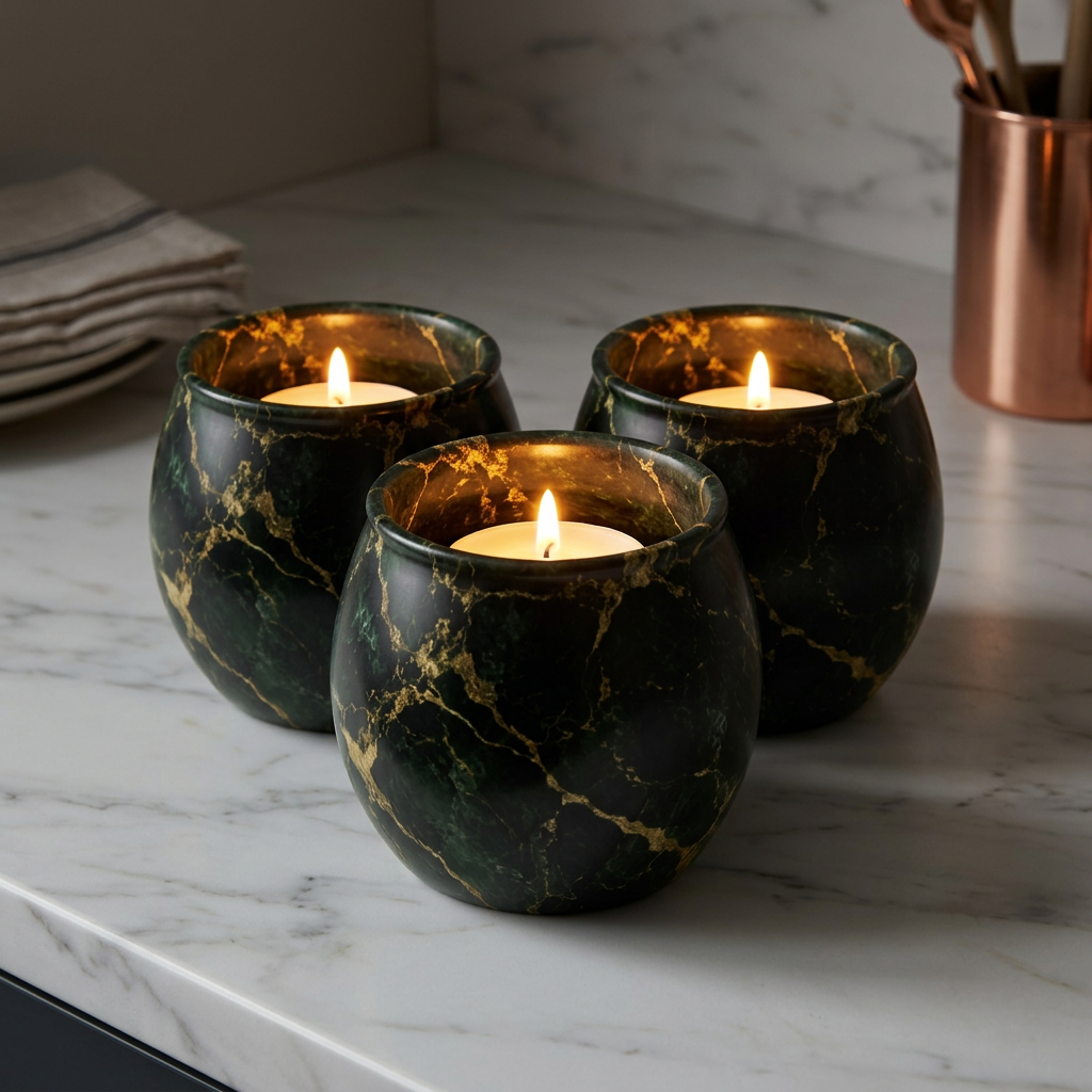 Verdant Dynasty Glass Tealight Candle Holder