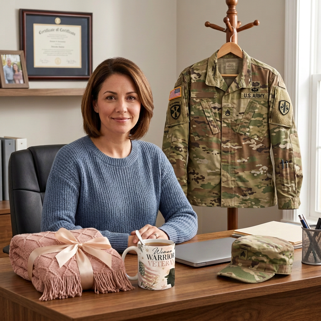 Woman, Warrior, Veteran 11oz Candle with Mug & Blanket Gift Set